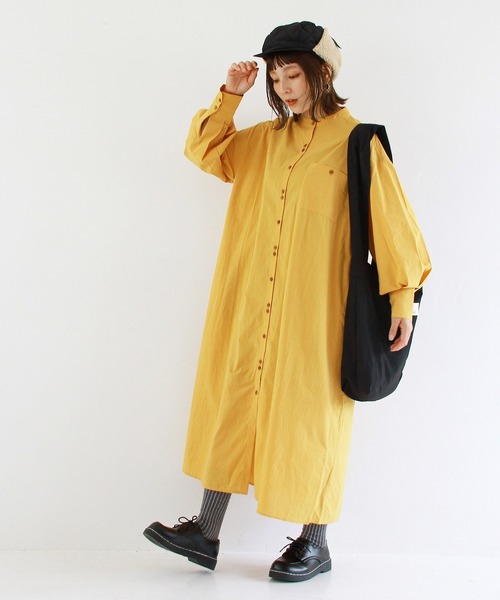 Crisp（クリスプ）の「プレイフルロングシャツワンピース（ワンピース・レディース・ベージュ/マスタード/ホワイト・FREE）」の12枚目の写真