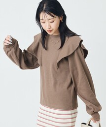 限定展開 ハニカム 袖フリル トップス