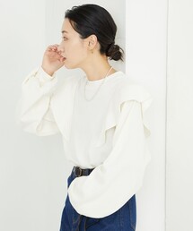 限定展開 ハニカム 袖フリル トップス