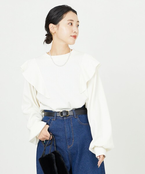極美品☆プリーツプリーズ 変形 フリル トップス カットソー シアー シアーフリルタンクトップ | FREE'S MART（フリーズマート
