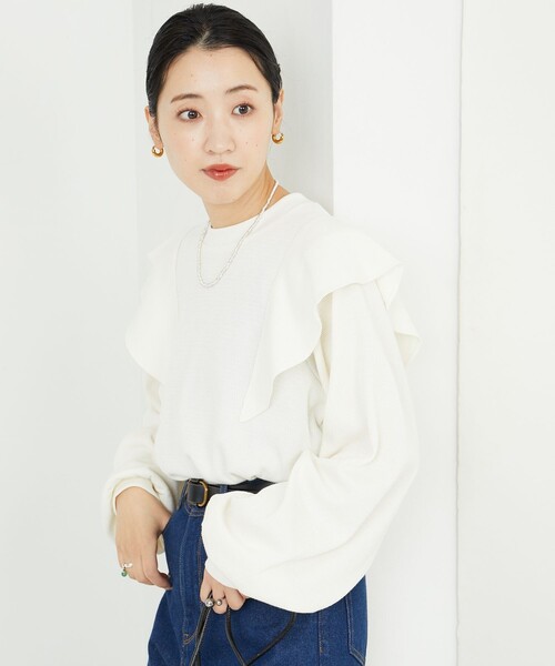FREAK'S STORE(フリークスストア)の「限定展開 ハニカム 袖フリル トップス(Tシャツ/カットソー・レディース・オフホワイト/ブラック/オレンジ/ブラウン系その他/グリーン・フリ-)」の11枚目の写真