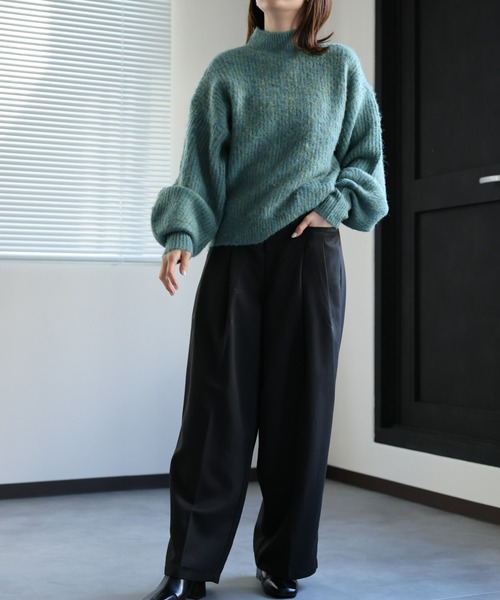 sakishimatokyo(サキシマトーキョー)の「MIXカラー ハイネックプルオーバー(ニット/セーター・レディース・ブラック/ブラウン/アイボリー/グリーン・FREE)」の13枚目の写真