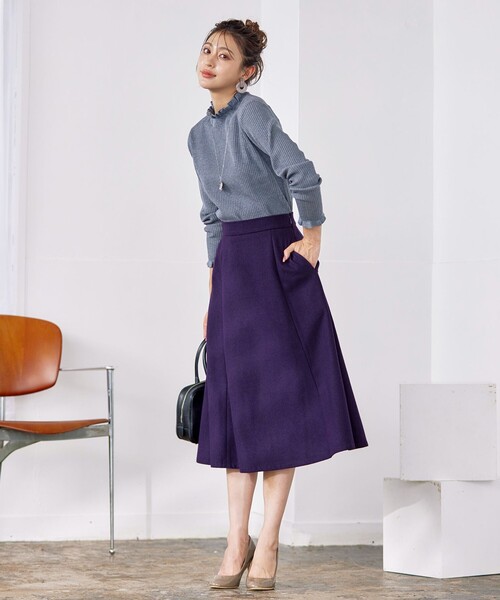 【洗える】ウール調フレアスカート（スカート）｜Tiaclasse（ティアクラッセ）