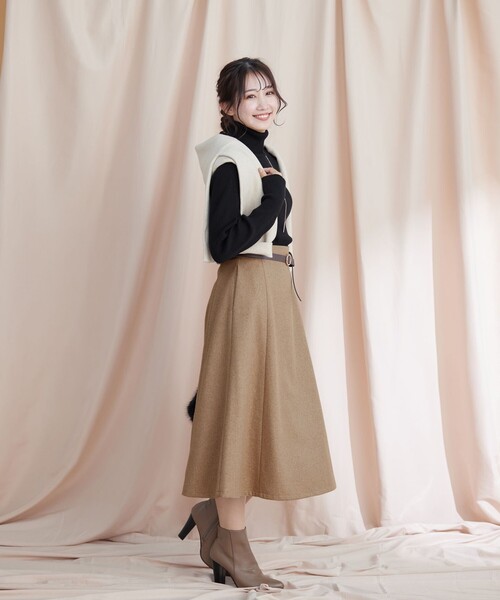 【洗える】ウール調フレアスカート（スカート）｜Tiaclasse（ティアクラッセ）