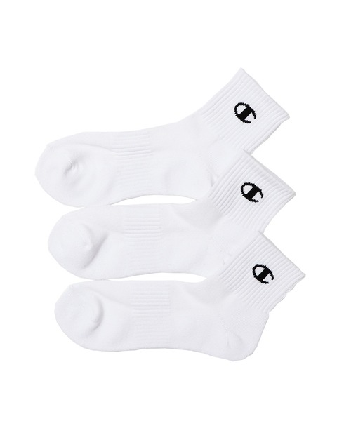 Champion（チャンピオン）の「【Champion/チャンピオン】メンズ 【3足組】 クォーターレングスソックス【ハーフパイル】（ソックス/靴下・メンズ・ブラック/ホワイト/シルバーグレー・LARGE/MEDIUM/SMALL）」の2枚目の写真