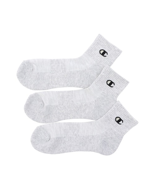 Champion（チャンピオン）の「【Champion/チャンピオン】メンズ 【3足組】 クォーターレングスソックス【ハーフパイル】（ソックス/靴下・メンズ・ブラック/ホワイト/シルバーグレー・LARGE/MEDIUM/SMALL）」の3枚目の写真