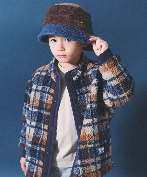 BEAMS mini（ビームスミニ）の「BEAMS mini / ジャカード ボア ブルゾン 23FW（90～150cm）（ブルゾン・キッズ・ブラウン系その他4/オリーブ/ブルー系その他4/グリーン系その他5・90/100/110/120/130/140/150）」の4枚目の写真