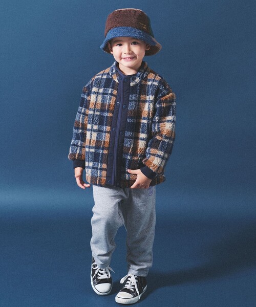 BEAMS mini（ビームスミニ）の「BEAMS mini / ジャカード ボア ブルゾン 23FW（90～150cm）（ブルゾン・キッズ・ブラウン系その他4/オリーブ/ブルー系その他4/グリーン系その他5・90/100/110/120/130/140/150）」の5枚目の写真