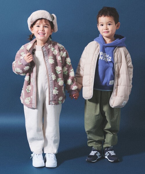 BEAMS mini（ビームスミニ）の「BEAMS mini / ジャカード ボア ブルゾン 23FW（90～150cm）（ブルゾン・キッズ・ブラウン系その他4/オリーブ/ブルー系その他4/グリーン系その他5・90/100/110/120/130/140/150）」の6枚目の写真