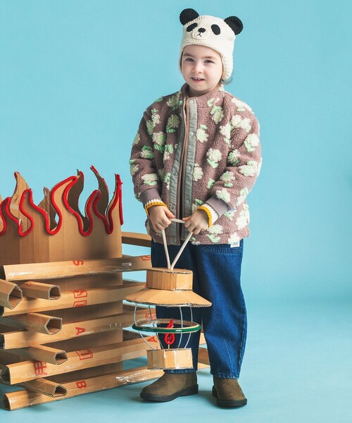 BEAMS mini（ビームスミニ）の「BEAMS mini / ジャカード ボア ブルゾン 23FW（90～150cm）（ブルゾン・キッズ・ブラウン系その他4/オリーブ/ブルー系その他4/グリーン系その他5・90/100/110/120/130/140/150）」の7枚目の写真