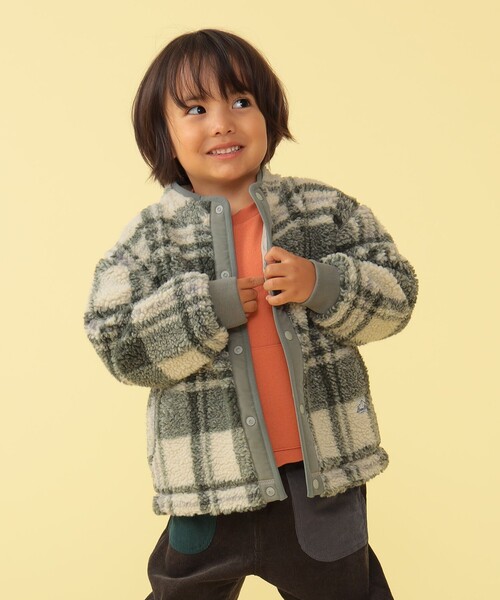 BEAMS mini（ビームスミニ）の「BEAMS mini / ジャカード ボア ブルゾン 23FW（90～150cm）（ブルゾン・キッズ・ブラウン系その他4/オリーブ/ブルー系その他4/グリーン系その他5・90/100/110/120/130/140/150）」の12枚目の写真