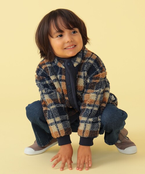 BEAMS mini（ビームスミニ）の「BEAMS mini / ジャカード ボア ブルゾン 23FW（90～150cm）（ブルゾン・キッズ・ブラウン系その他4/オリーブ/ブルー系その他4/グリーン系その他5・90/100/110/120/130/140/150）」の17枚目の写真