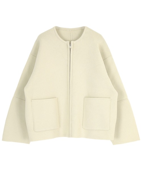 titivate（ティティベイト）の「コクーンスリーブニットブルゾン（ブルゾン・レディース・ブラック/アイボリー・M）」の3枚目の写真