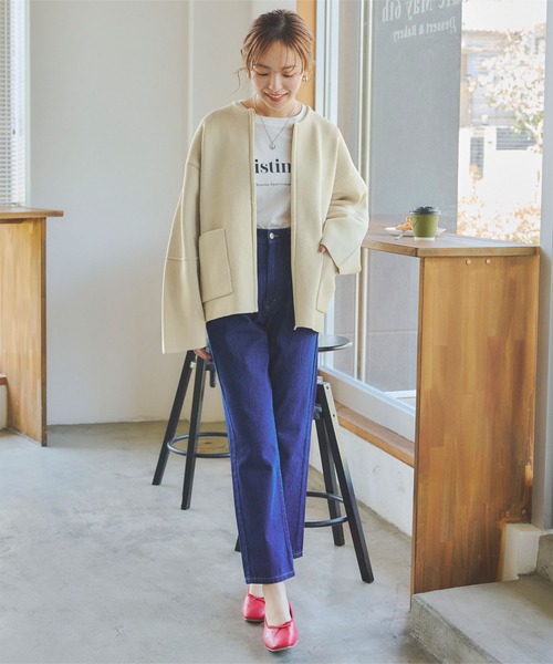 titivate（ティティベイト）の「コクーンスリーブニットブルゾン（ブルゾン・レディース・ブラック/アイボリー・M）」の5枚目の写真