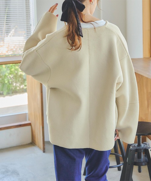 titivate（ティティベイト）の「コクーンスリーブニットブルゾン（ブルゾン・レディース・ブラック/アイボリー・M）」の7枚目の写真