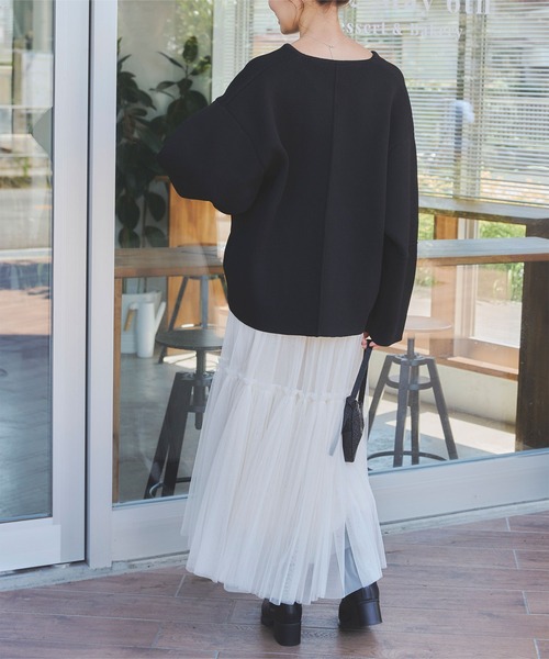 titivate（ティティベイト）の「コクーンスリーブニットブルゾン（ブルゾン・レディース・ブラック/アイボリー・M）」の12枚目の写真