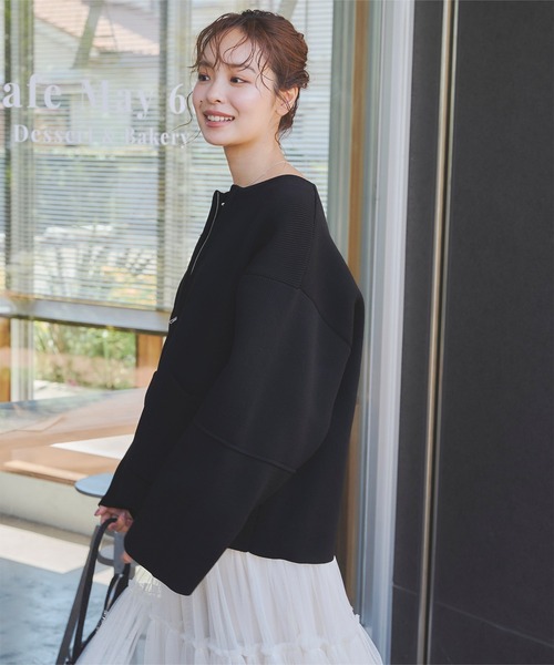 titivate（ティティベイト）の「コクーンスリーブニットブルゾン（ブルゾン・レディース・ブラック/アイボリー・M）」の13枚目の写真