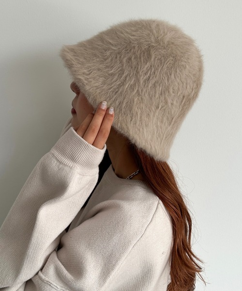 apres jour mignon（アプレジュールミニョン）の「【apresjour mignon×ARIAZ】シャギーバケットハット（ハット・レディース・モカ/ブラック/アイボリー/ライトグレー・ONESIZE）」の4枚目の写真