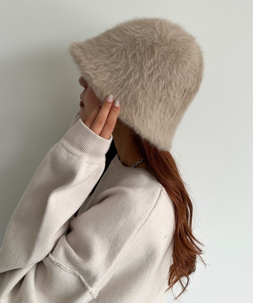apres jour mignon（アプレジュールミニョン）の「【apresjour mignon×ARIAZ】シャギーバケットハット（ハット・レディース・モカ/ブラック/アイボリー/ライトグレー・ONESIZE）」の10枚目の写真