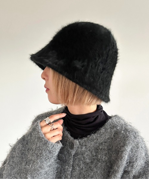 apres jour mignon（アプレジュールミニョン）の「【apresjour mignon×ARIAZ】シャギーバケットハット（ハット・レディース・モカ/ブラック/アイボリー/ライトグレー・ONESIZE）」の12枚目の写真