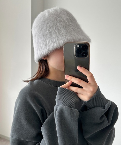 apres jour mignon（アプレジュールミニョン）の「【apresjour mignon×ARIAZ】シャギーバケットハット（ハット・レディース・モカ/ブラック/アイボリー/ライトグレー・ONESIZE）」の15枚目の写真