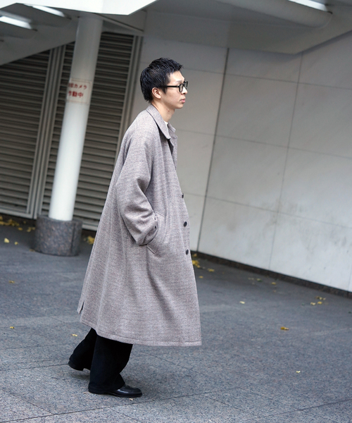 URU（ウル）の「【URU / ウル】KNIT MELTON BALMACAAN COAT（ステンカラーコート・メンズ・ベージュ・3）」の11枚目の写真