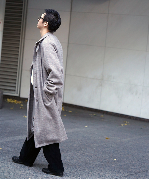 URU（ウル）の「【URU / ウル】KNIT MELTON BALMACAAN COAT（ステンカラーコート・メンズ・ベージュ・3）」の12枚目の写真