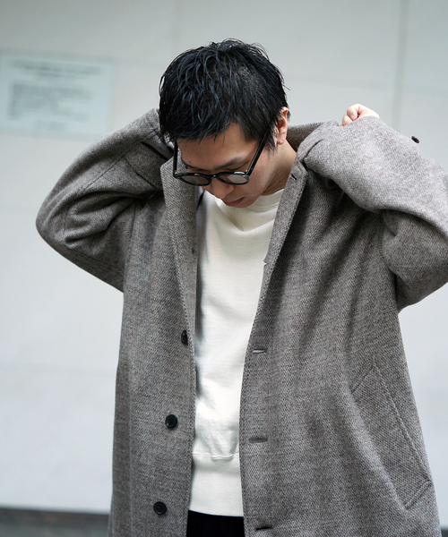 URU（ウル）の「【URU / ウル】KNIT MELTON BALMACAAN COAT（ステンカラーコート・メンズ・ベージュ・3）」の14枚目の写真