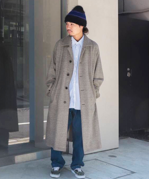 URU（ウル）の「【URU / ウル】KNIT MELTON BALMACAAN COAT（ステンカラーコート・メンズ・ベージュ・3）」の17枚目の写真