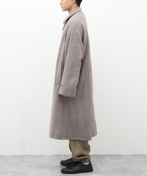 URU（ウル）の「【URU / ウル】KNIT MELTON BALMACAAN COAT（ステンカラーコート・メンズ・ベージュ・3）」の21枚目の写真