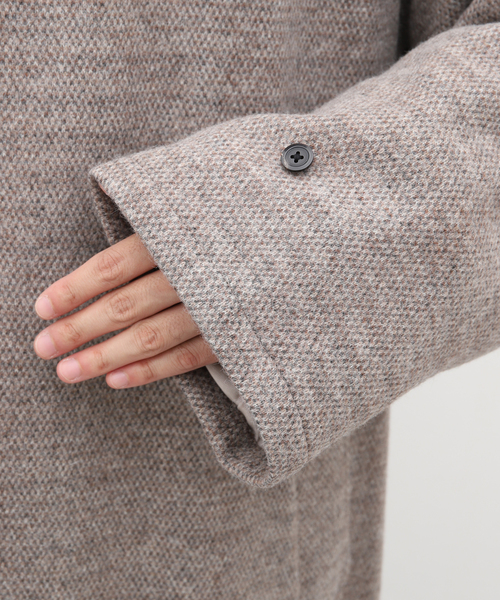 URU（ウル）の「【URU / ウル】KNIT MELTON BALMACAAN COAT（ステンカラーコート・メンズ・ベージュ・3）」の2枚目の写真