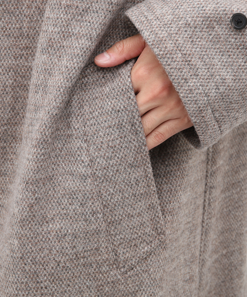 URU（ウル）の「【URU / ウル】KNIT MELTON BALMACAAN COAT（ステンカラーコート・メンズ・ベージュ・3）」の4枚目の写真