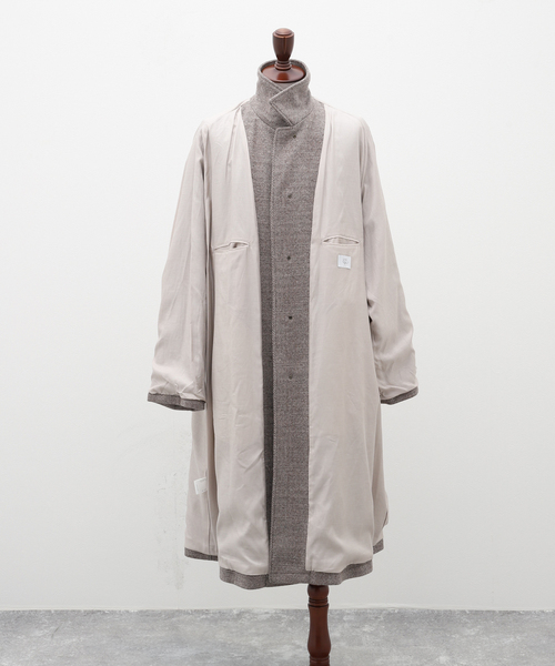 URU（ウル）の「【URU / ウル】KNIT MELTON BALMACAAN COAT（ステンカラーコート・メンズ・ベージュ・3）」の10枚目の写真