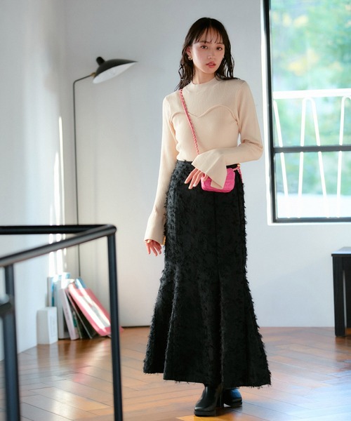 VIS（ビス）の「ビスチェドッキングフレアスリーブニット（ニット/セーター・レディース・レッド/キナリ/ブラック・FREE）」の11枚目の写真