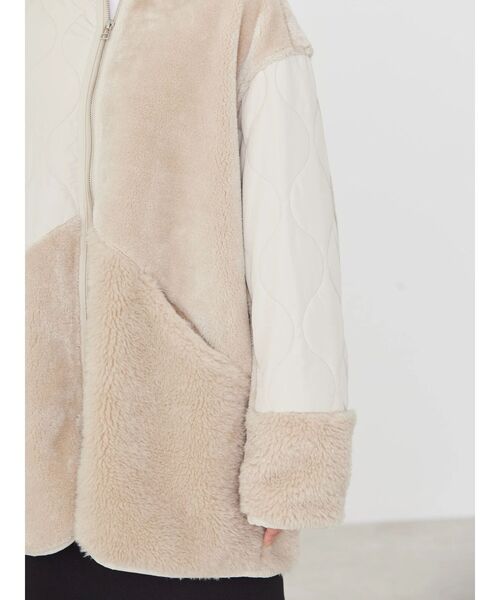 AMERICAN HOLIC（アメリカンホリック）の「キルポカボアMixキルティングコート（その他アウター・レディース・ブラウン/ブラック/ライトベージュ・M/L）」の6枚目の写真