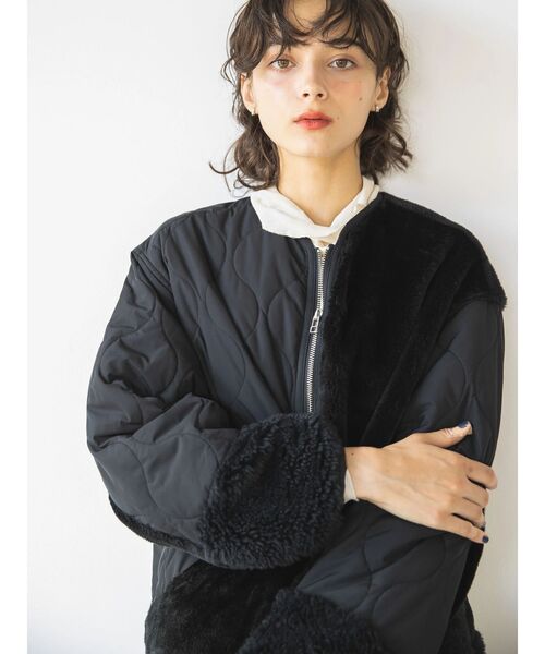 AMERICAN HOLIC（アメリカンホリック）の「キルポカボアMixキルティングコート（その他アウター・レディース・ブラウン/ブラック/ライトベージュ・M/L）」の22枚目の写真