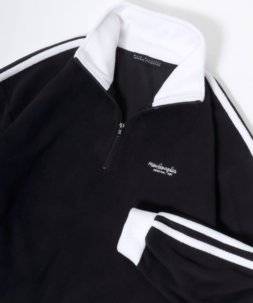 Mark Gonzales(マーク・ゴンザレス)の「MARK GONZALES ARTWORK COLLECTION/マークゴンザレス 別注 オーバーサイズ フリース 袖ライン ワンポイント刺繍 ハーフジップ スウェット トラックジャケット/長袖 トップス プルオーバー/レディース メンズ(スウェット・レディース・ホワイト/グリーン/チャコール/パープル/ブラック/ホワイト系その他/ブラック系その他/グレー系その他・M/XL/L)」の5枚目の写真