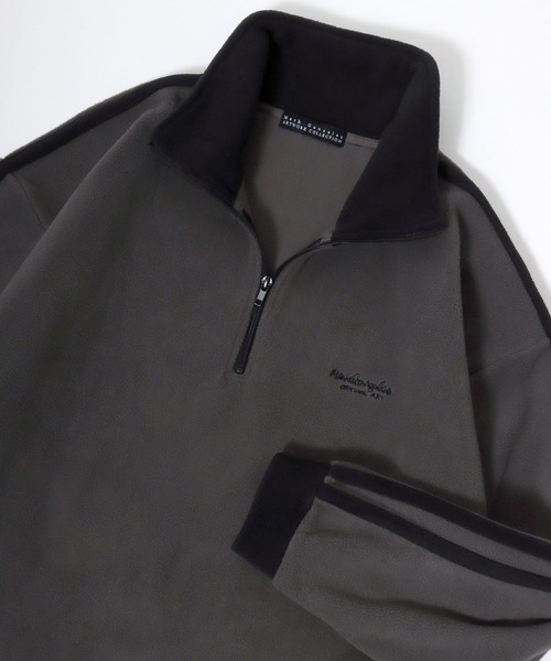 Mark Gonzales(マーク・ゴンザレス)の「MARK GONZALES ARTWORK COLLECTION/マークゴンザレス 別注 オーバーサイズ フリース 袖ライン ワンポイント刺繍 ハーフジップ スウェット トラックジャケット/長袖 トップス プルオーバー/レディース メンズ(スウェット・レディース・ホワイト/グリーン/チャコール/パープル/ブラック/ホワイト系その他/ブラック系その他/グレー系その他・M/XL/L)」の6枚目の写真