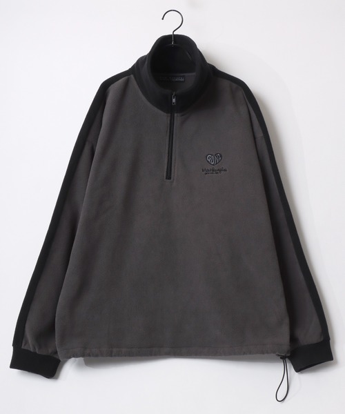 Mark Gonzales(マーク・ゴンザレス)の「MARK GONZALES ARTWORK COLLECTION/マークゴンザレス 別注 オーバーサイズ フリース 袖ライン ワンポイント刺繍 ハーフジップ スウェット トラックジャケット/長袖 トップス プルオーバー/レディース メンズ(スウェット・レディース・ホワイト/グリーン/チャコール/パープル/ブラック/ホワイト系その他/ブラック系その他/グレー系その他・M/XL/L)」の14枚目の写真