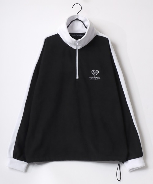 Mark Gonzales(マーク・ゴンザレス)の「MARK GONZALES ARTWORK COLLECTION/マークゴンザレス 別注 オーバーサイズ フリース 袖ライン ワンポイント刺繍 ハーフジップ スウェット トラックジャケット/長袖 トップス プルオーバー/レディース メンズ(スウェット・レディース・ホワイト/グリーン/チャコール/パープル/ブラック/ホワイト系その他/ブラック系その他/グレー系その他・M/XL/L)」の13枚目の写真