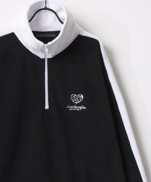 Mark Gonzales(マーク・ゴンザレス)の「MARK GONZALES ARTWORK COLLECTION/マークゴンザレス 別注 オーバーサイズ フリース 袖ライン ワンポイント刺繍 ハーフジップ スウェット トラックジャケット/長袖 トップス プルオーバー/レディース メンズ(スウェット・レディース・ホワイト/グリーン/チャコール/パープル/ブラック/ホワイト系その他/ブラック系その他/グレー系その他・M/XL/L)」の9枚目の写真