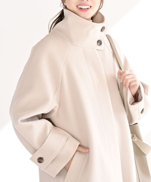 rps(アールピーエス)の「スタンドカラーラグランロングコート(その他アウター・レディース・グレイッシュベージュ/ブラック/アイボリー・フリー)」の5枚目の写真