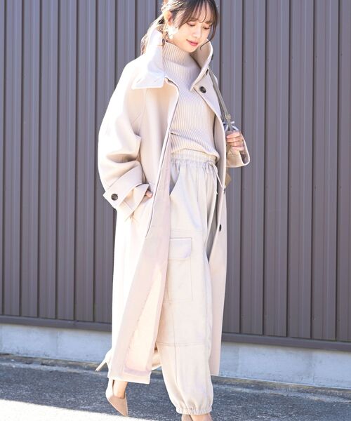 rps(アールピーエス)の「スタンドカラーラグランロングコート(その他アウター・レディース・グレイッシュベージュ/ブラック/アイボリー・フリー)」の6枚目の写真