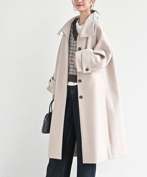 rps(アールピーエス)の「スタンドカラーラグランロングコート(その他アウター・レディース・グレイッシュベージュ/ブラック/アイボリー・フリー)」の10枚目の写真