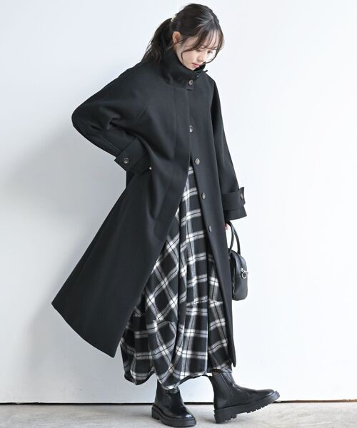 rps(アールピーエス)の「スタンドカラーラグランロングコート(その他アウター・レディース・グレイッシュベージュ/ブラック/アイボリー・フリー)」の14枚目の写真