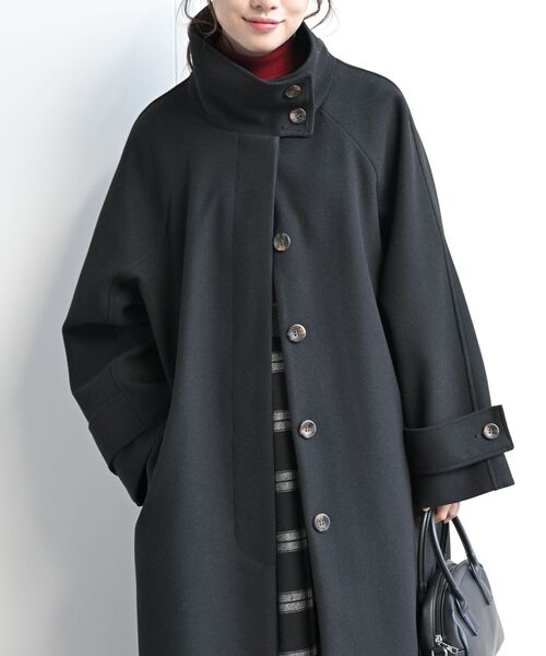 rps(アールピーエス)の「スタンドカラーラグランロングコート(その他アウター・レディース・グレイッシュベージュ/ブラック/アイボリー・フリー)」の15枚目の写真