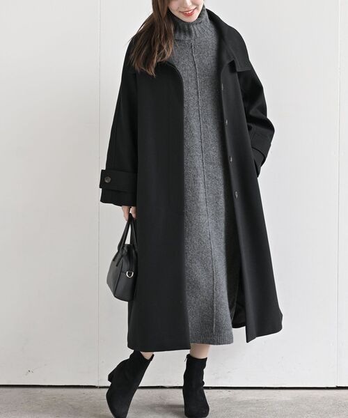 rps(アールピーエス)の「スタンドカラーラグランロングコート(その他アウター・レディース・グレイッシュベージュ/ブラック/アイボリー・フリー)」の17枚目の写真