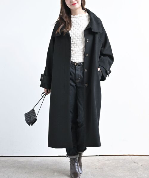 rps(アールピーエス)の「スタンドカラーラグランロングコート(その他アウター・レディース・グレイッシュベージュ/ブラック/アイボリー・フリー)」の18枚目の写真