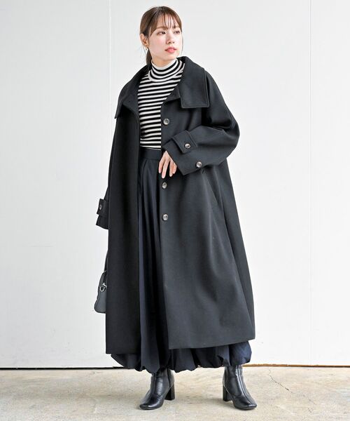 rps(アールピーエス)の「スタンドカラーラグランロングコート(その他アウター・レディース・グレイッシュベージュ/ブラック/アイボリー・フリー)」の19枚目の写真