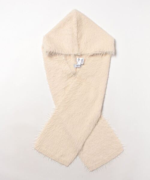 FOREVER 21（フォーエバー トゥエンティーワン）の「【2023AW】シャギーフードマフラー（マフラー・レディース・ピンク/ホワイト系その他/ブラック・FREE）」の4枚目の写真